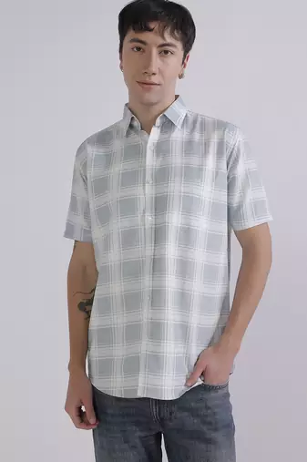 Blue check casual shirt