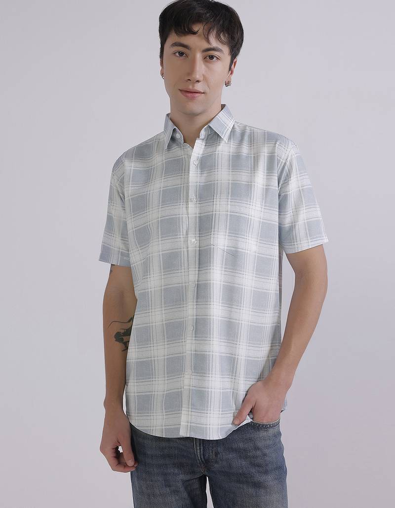 Blue check casual shirt