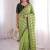 Stunning green viscose rangoli silk saree with black embroidery and mirror work