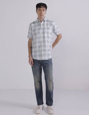 Blue check casual shirt 3