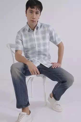 Blue check casual shirt
