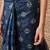 Blue printed cotton blend ethnic saree with blouse piece