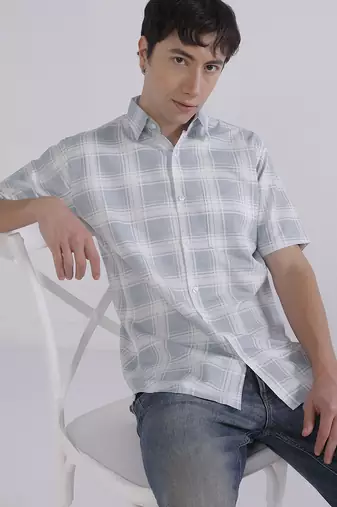 Blue check casual shirt