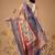 Blue printed cotton blend ethnic saree with blouse piece