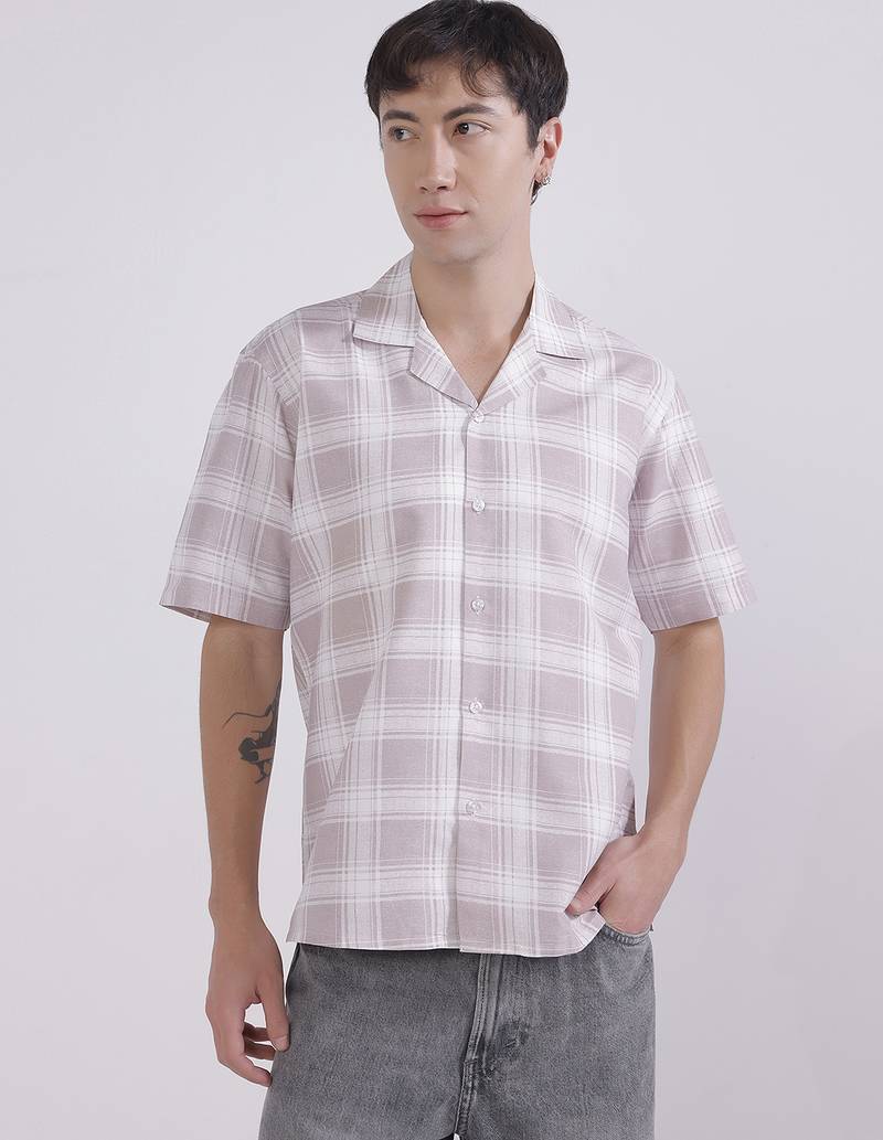Regular fit casual check shirt