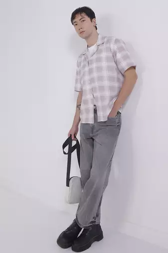 Regular fit casual check shirt