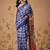 Blue printed cotton blend ethnic saree with blouse piece