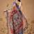 Blue printed cotton blend ethnic saree with blouse piece