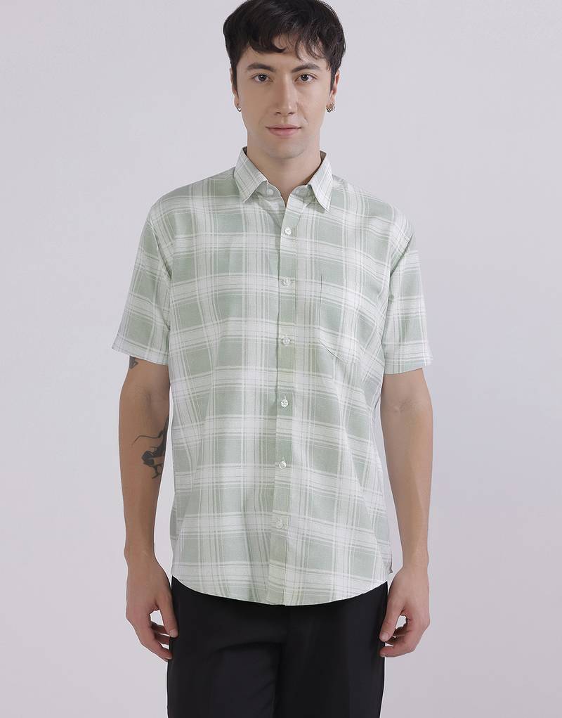Regular fit casual check shirt