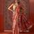 Red printed art silk ethnic saree with blouse piece