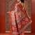 Red printed art silk ethnic saree with blouse piece