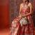 Red printed art silk ethnic saree with blouse piece