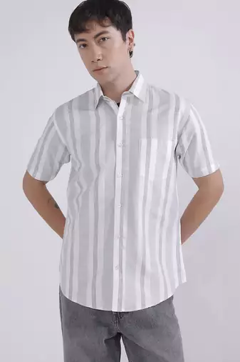 Grey stripes casual shirt