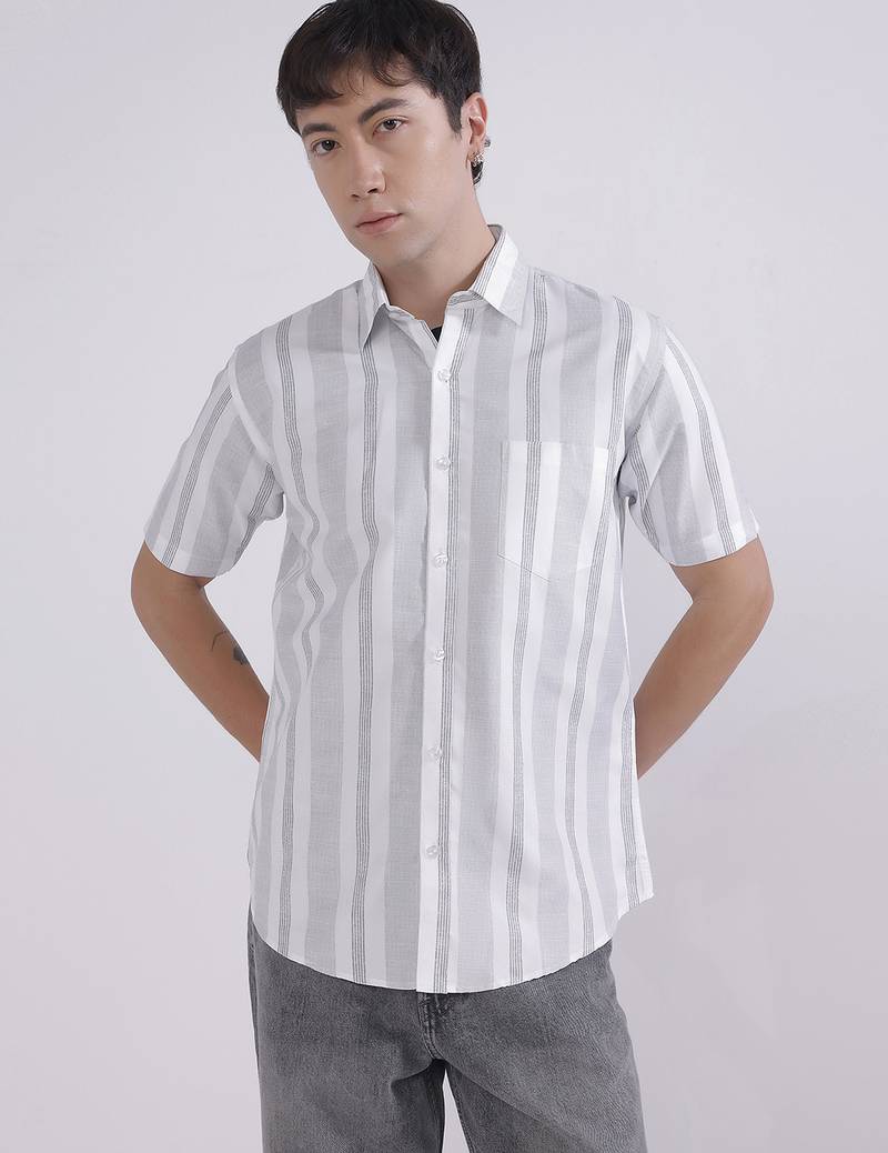 Grey stripes casual shirt