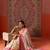 Cream printed art silk ethnic saree with blouse piece