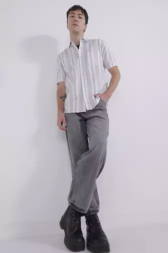 Grey stripes casual shirt