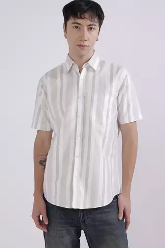 Brown stripes casual shirt