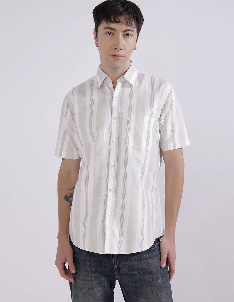 Brown stripes casual shirt