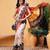 Beige printed silk blend ethnic saree with blouse piece
