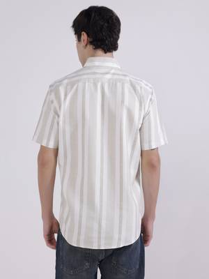 Brown stripes casual shirt 2