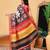 Beige printed silk blend ethnic saree with blouse piece