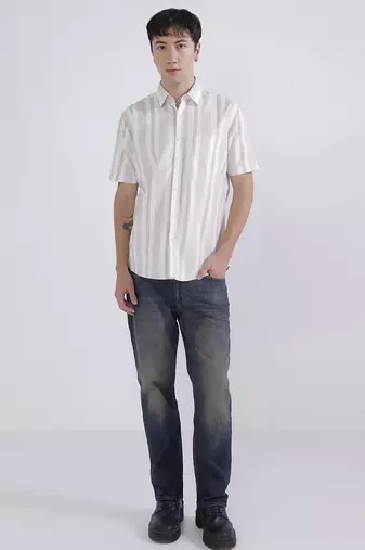 Brown stripes casual shirt