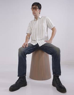 Brown stripes casual shirt 4