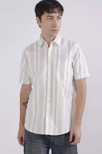 Brown stripes casual shirt