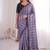 Stunning purple viscose rangoli silk saree with black embroidery and mirror work