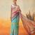 Green printed tissue traditional saree with blouse piece