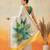 Off white printed art silk ethnic saree with blouse piece