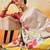 Off white printed art silk ethnic saree with blouse piece