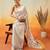 Off white printed art silk ethnic saree with blouse piece