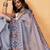 Grey printed cotton blend ethnic saree with blouse piece