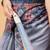 Grey printed cotton blend ethnic saree with blouse piece