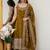 Olive green vichitra silk embroidered anarkali gown set with dupatta