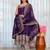 Purple vichitra silk heavy embroidered anarkali gown set with dupatta