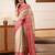 Beige plain silk blend ethnic saree with blouse piece