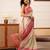 Beige plain silk blend ethnic saree with blouse piece