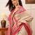 Beige plain silk blend ethnic saree with blouse piece