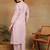 Women mauve ethnic motifs embroidered cotton front slit chikankari kurta with trousers