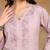 Women mauve ethnic motifs embroidered cotton front slit chikankari kurta with trousers