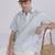 Blue linen collared shirt