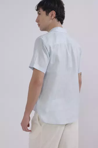 Blue linen collared shirt