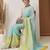 Teal plain cotton blend festive saree with blouse piece