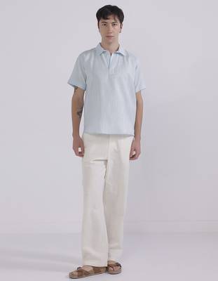 Blue linen collared shirt 5