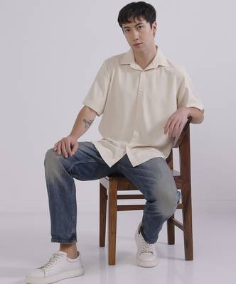 Mens beige japanese shirt 3