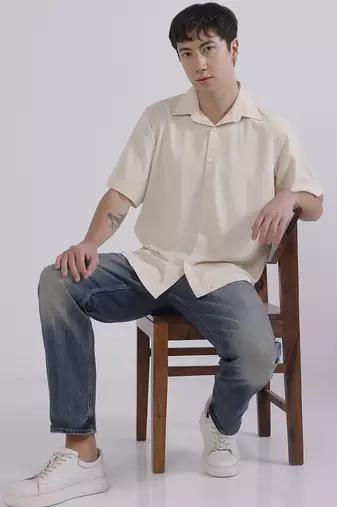 Mens beige japanese shirt
