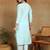 Women sky blue ethnic motifs embroidered cotton chikankari kurta set with palazzo