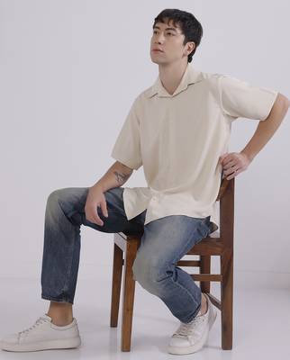 Mens beige japanese shirt 4